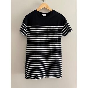 Evereve Black and White Striped T Shirt Dress XS Casual Comfy‎